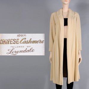 S M Vintage 60s Lorendale Ivory CASHMERE Long Simple Minimal Jacket Coat 70s